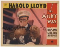 5h624 MILKY WAY LC 1936 best close up of Harold Lloyd wearing boxing gloves, ready to fight!