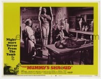 5h647 MUMMY'S SHROUD LC #2 1967 Andre Morell watches man examine body with mummy upright behind him!