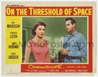 5h689 ON THE THRESHOLD OF SPACE LC #2 1956 c/u of Guy Madison staring at sexy Virginia Leith!