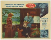 5h723 PORTRAIT IN BLACK LC #7 1960 Anthony Quinn & Sandra Dee with worried Lana Turner on couch!