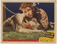 5h829 SON OF LASSIE LC #8 1945 c/u of Peter Lawford, who knows he can count on Laddie the collie!