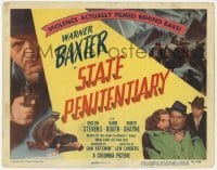5h105 STATE PENITENTIARY TC 1950 close up of Warner Baxter with gun, filmed behind bars!
