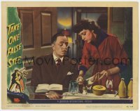 5h872 TAKE ONE FALSE STEP LC #7 1949 cool image of Marsha Hunt bandaging William Powell's hand!