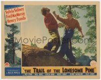 5h930 TRAIL OF THE LONESOME PINE LC 1936 great image of Henry Fonda punching guy on mountain!