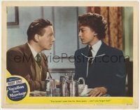 5h950 VACATION FROM MARRIAGE LC #2 1945 Roland Culver asks Deborah Kerr if she can forget him!