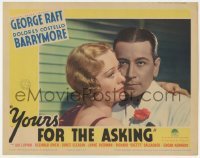 5h994 YOURS FOR THE ASKING LC 1936 romantic close up of George Raft in tuxedo & Dolores Costello!