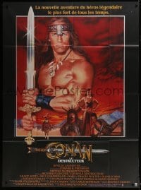 5j692 CONAN THE DESTROYER French 1p 1984 Arnold Schwarzenegger is the most powerful legend of all!