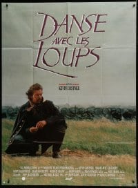 5j700 DANCES WITH WOLVES French 1p 1991 cool different image of Kevin Costner & buffalo herd!