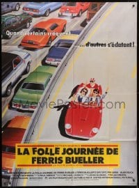 5j734 FERRIS BUELLER'S DAY OFF French 1p 1986 best different art of Broderick & friends in Ferrari!