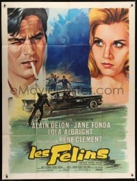 5j797 JOY HOUSE French 1p 1964 Rene Clement's Les Felins, Soubie art of sexy Jane Fonda & Delon!