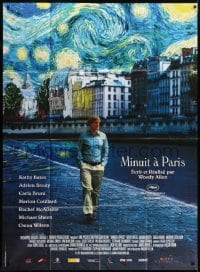 5j845 MIDNIGHT IN PARIS French 1p 2011 cool image of Owen Wilson under Van Gogh's Starry Night!