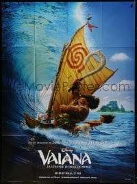 5j849 MOANA French 1p 2016 Disney, Polynesian mythology, great image of Maui & Moana windsurfing!