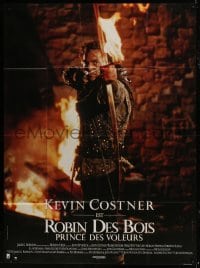 5j911 ROBIN HOOD PRINCE OF THIEVES French 1p 1991 cool image of Kevin Costner with flaming arrow!