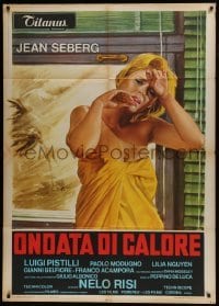 5j393 DEAD OF SUMMER Italian 1p 1970 artwork of beautiful Jean Seberg wearing only a towel!