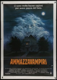 5j432 FRIGHT NIGHT Italian 1p 1986 Sarandon, McDowall, best classic horror art by Peter Mueller!