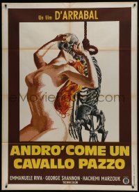 5j455 I WILL WALK LIKE A CRAZY HORSE Italian 1p 1975 wild art of naked woman & hanging skeleton!
