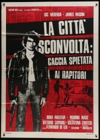 5j469 KIDNAP SYNDICATE Italian 1p 1975 full-length Luc Merenda in leather jacket with machine gun!