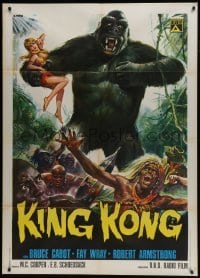 5j470 KING KONG Italian 1p R1973 different Casaro art of the giant ape carrying sexy Fay Wray!