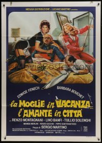 5j479 LA MOGLIE IN VACANZA L'AMANTE IN CITTA Italian 1p 1980 art of Edwige & Bouchet by Sciotti!