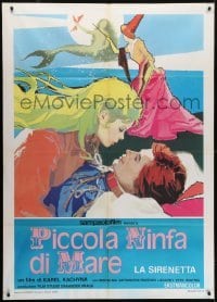 5j494 LITTLE MERMAID Italian 1p 1981 romantic art of her about to kiss her handsome prince!