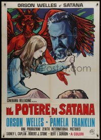 5j514 NECROMANCY Italian 1p 1974 wild different art of Orson Welles, Pamela Franklin & Satan!