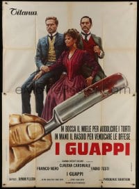 5j188 BLOOD BROTHERS Italian 2p 1974 art of Claudia Cardinale, Nero, Testi & bloody straight razor!