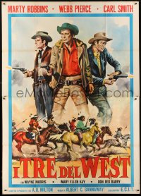 5j194 BUFFALO GUN Italian 2p 1963 Grand Ole Opry's Top Trio, great cowboy western artwork!
