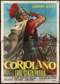 5j203 CORIOLANUS: HERO WITHOUT A COUNTRY Italian 2p 1964 Ciriello art of warrior Gordon Scott!