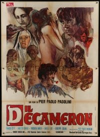 5j211 DECAMERON Italian 2p 1971 Pier Paolo Pasolini, cool montage art by Tino Avelli!