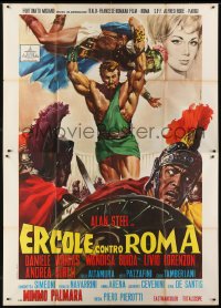 5j239 HERCULES AGAINST ROME Italian 2p 1964 Casaro art of strongman Sergio Ciani vs entire army!