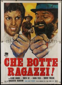 5j290 RETURN OF SHANGHAI JOE Italian 2p 1974 Klaus Kinski, Cheen Lie, wacky spaghetti western art!