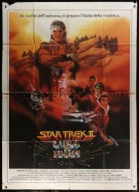 5j310 STAR TREK II Italian 2p 1982 The Wrath of Khan, Leonard Nimoy, William Shatner, Bob Peak art!