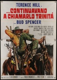 5j324 TRINITY IS STILL MY NAME Italian 2p 1972 cool spaghetti western art of Terence Hill on horse!