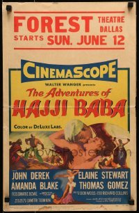 5j003 ADVENTURES OF HAJJI BABA WC 1954 Arabian John Derek romances Princess Elaine Stewart!