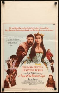 5j009 ANNE OF THE THOUSAND DAYS WC 1970 c/u of King Richard Burton & Genevieve Bujold!