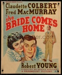 5j028 BRIDE COMES HOME WC 1935 great c/u art of Fred MacMurray & Claudette Colbert + Robert Young!