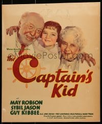 5j032 CAPTAIN'S KID WC 1936 art of cute little Sybil Jason between Guy Kibbee & May Robson!