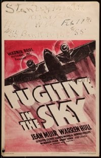 5j052 FUGITIVE IN THE SKY WC 1937 cool artwork of passenger airplane that gets hijacked!