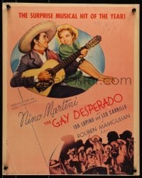 5j055 GAY DESPERADO WC 1936 Nino Martini in sombrero plays guitar and sings for sexy Ida Lupino!
