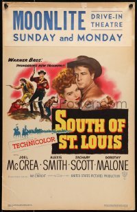 5j141 SOUTH OF ST. LOUIS WC 1949 Joel McCrea, Alexis Smith, Zachary Scott & Malone in Missouri!