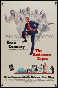 5k045 ANDERSON TAPES 1sh 1971 art of Sean Connery & gang of masked robbers, Sidney Lumet!