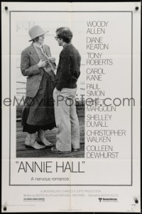 5k048 ANNIE HALL 1sh 1977 full-length Woody Allen & Diane Keaton in a nervous romance!