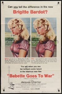 5k058 BABETTE GOES TO WAR 1sh 1960 super sexy soldier Brigitte Bardot, Babette s'en va-t-en guerre