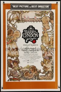 5k072 BARRY LYNDON 1sh 1975 Stanley Kubrick, Ryan O'Neal, great colorful art of cast by Gehm!