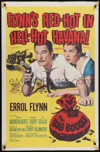 5k086 BIG BOODLE 1sh 1957 Errol Flynn red-hot in Havana Cuba with sexy Rossana Rory!