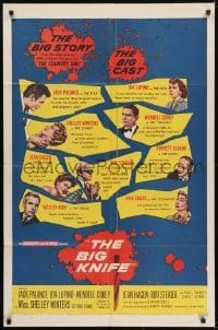 5k093 BIG KNIFE 1sh 1955 Robert Aldrich, Jack Palance, Ida Lupino, Shelley Winters, Rod Steiger