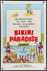 5k096 BIKINI PARADISE 1sh 1967 wins Navel Academy Award, sexy art of international beauties!