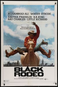 5k102 BLACK RODEO 1sh 1972 Muhammad Ali, Woody Strode, black cowboy on horse in city image!