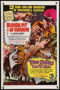 5k106 BLOODY PIT OF HORROR/TERROR-CREATURES FROM GRAVE 1sh 1967 bone-chilling, unbearable horror!