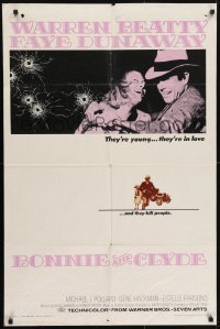 5k118 BONNIE & CLYDE 1sh 1967 notorious crime duo Warren Beatty & Faye Dunaway, Arthur Penn!
